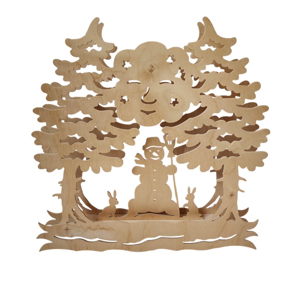 German Christmas Window Light Laser Cut Wood Fensterlicht Vintage 11"x11"x1"